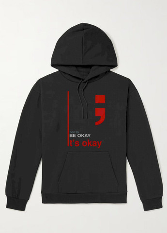 Черный худи мужская черная с флисом YAPPI рисунок (305003905)