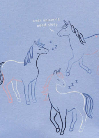 Блакитна всесезон піжама (футболка+шорти) для дівчинки, з конячками, 110 см Carter's