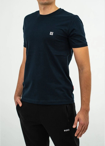 Темно-синя футболка чоловіча з коротким рукавом Hugo Boss Logo Label