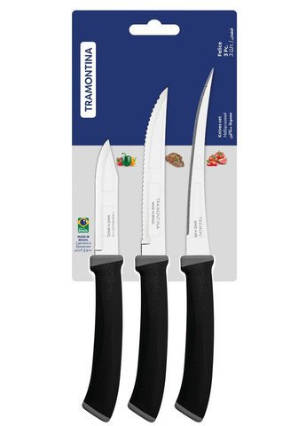 Наборы ножей FELICE black н-р ножей 3пр (стейк, томат, овощ) (23499/077) Tramontina комбинированные,