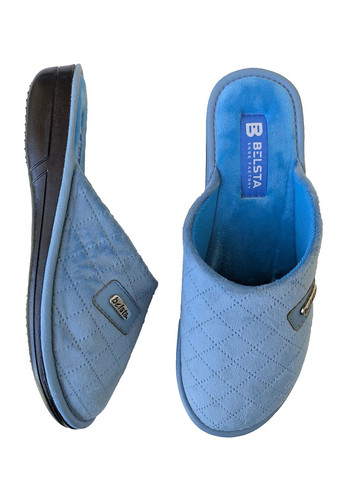 Голубые тапочки женские закрытые велюровые Белста