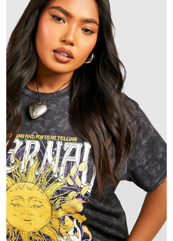 Серое повседневный платье Boohoo с рисунком