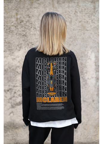 Чорний жіночий утеплений оверсайз світшот на флісі з принтом mclaren Without однотонний без декору (361680384)