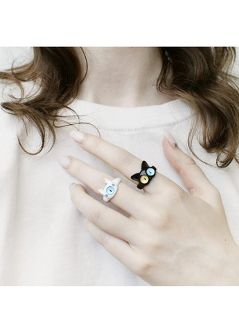 Каблучки з мультяшним котиком і милими монстриками комплект трьох колечок з оком парні з кавай вушками унісекс для підлітків No Brand (361849853)