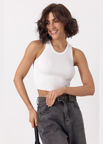 Женская однотонная майка в рубчик Lurex — 322655531