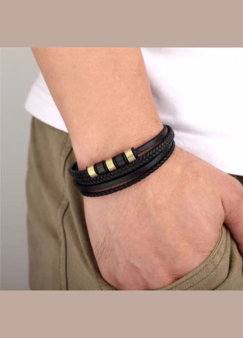 Кожаный браслет на магнитной застежке с золотистой фурнитурой (11030) Hemst (301071067)