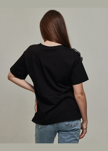 Чёрная блуза з шифоном Mira mia