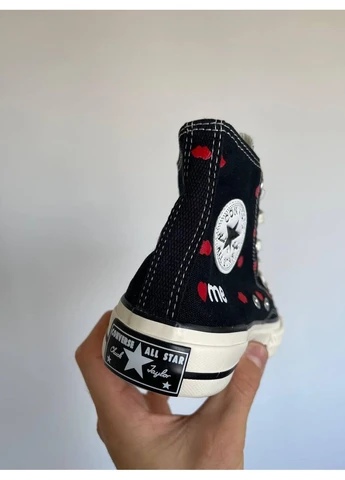 КРОССОВКИ ЖЕНСКИЕ CONVERSE CHUCK 70 EMBROIDERED LIPS BLACK КОНВЕРС ЧЕРНЫЕ No Brand чёрные демисезоны (391940649)
