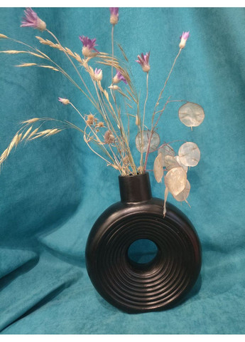 Чорна ваза в формі кола. Декор ручної роботи з гіпсу Handmade (361055970)