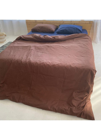 Постільна білизна з резинкою Шоколад + синій, ранфорс Двухспальний розмір, наволочки 70/70 No Brand (363192107)