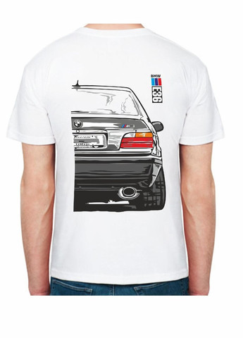 Біла футболка чоловіча з принтом bmw e36 motorsport fr 107136 біла Avtolife
