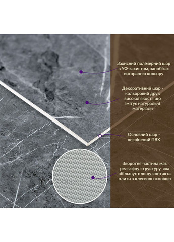Декоративна ПВХ плита 600х600х3мм Сірий натуральний мармур (S) SW-00001627 Sticker Wall (362556357)