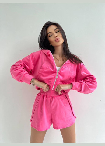 Жіночий велюровий костюм шорти + укорочена кофта MonCher (330618289)