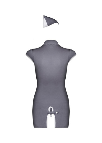 Эротический костюм стюардессы Stewardess 3 pcs costume серый - CherryLove Obsessive (282958929)