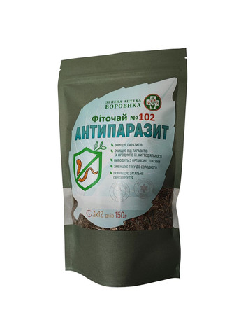 Фиточай №102 – Антипаразитарный детокс от паразитов (гельминтов), продуктов их жизнедеятельности и токсинов 150 г Зелена аптека БОРОВИКА (356733325)