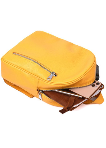 Жіночий рюкзак із натуральної шкіри жовтий 21х28х9 см 16321 Shvigel (362417615)