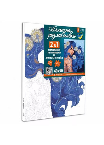 Картина по номерам с алмазной мозаикой "Девушка с голубыми волосами", 40*50 см. (954869) Santi (366213688)