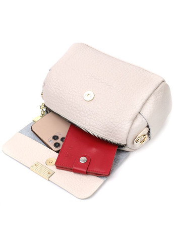 Красива шкіряна жіноча кросбоді з оригінальною плечовою лямкою біла. 22404 Vintage (329196913)