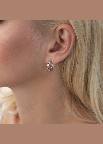 Серебряные серьги - пусеты с фианитами 4912 Oniks (264392932)