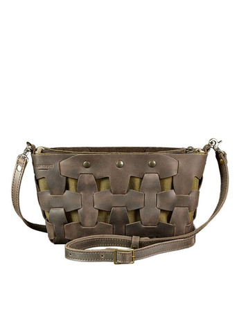 Кожаная женская плетеная сумка Пазл S темно-коричневая Crazy Horse (A-026648) BlankNote кросс-боди (327874223)