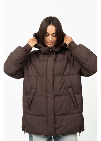 Коричневая зимняя женская куртка больших размеров Jeannie