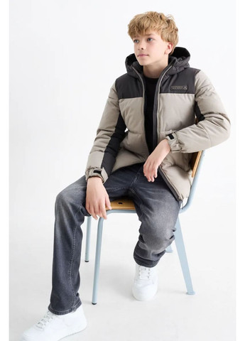 Комбинированная зимняя стеганная куртка C&A