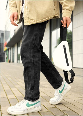 Чоловіча сумка бананка на пояс з екошкіри Біла (774024815) Sambag (361244888)