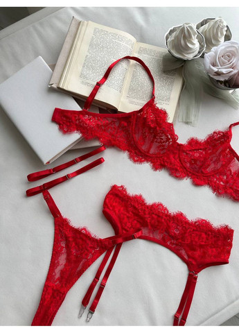 Червоний балконет комплект жіночої білизни | пристрасна елегантність, червоний Vital-Textile з кісточками поліестер, еластан