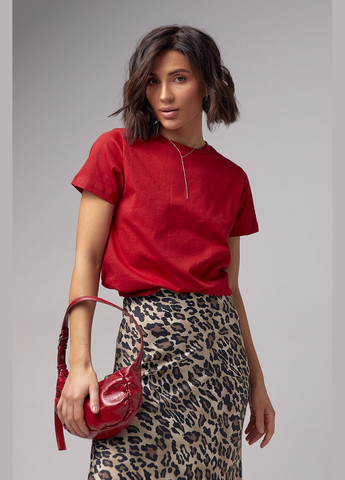Червона літня базова жіноча однотонна футболка 03029 з коротким рукавом Lurex