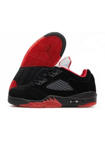 КРОССОВКИ ЖЕНСКИЕ NIKE AIR JORDAN 5 LOW BLACK RED НАЙК АИР ДЖОРДАН ЧЕРНЫЕ No Brand чёрные демисезоны (391940899)