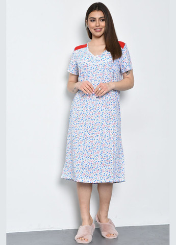 Ночная рубашка женская батальная белого цвета с цветочным принтом Let's Shop (271958466)