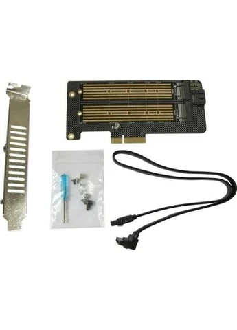 Плата-адаптер, PCIe 3.0 x4, NVMe / SATA, 1xM.2 (Key B) / 1xM.2 (Key M), 22110/2230/2242/2260/2280 000-PCI-EX4- 2XM.2 M&B-KEY Dynamode (395336676)