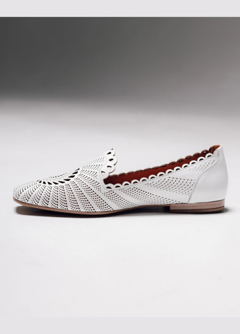 Жіночі балетки перфоровані шкіра Krula | білі перфорація натуральна шкіра (316546982)