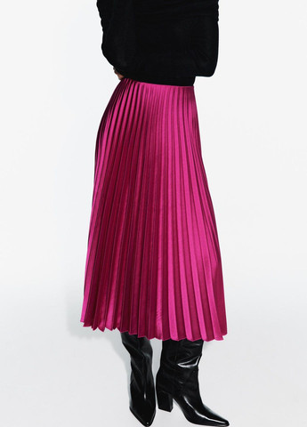 Малиновая праздничный однотонная юбка Zara