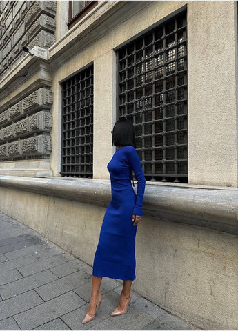 Синее праздничный, вечернее, деловое, кэжуал женское платье силуэтное силуэтная Style Point однотонное