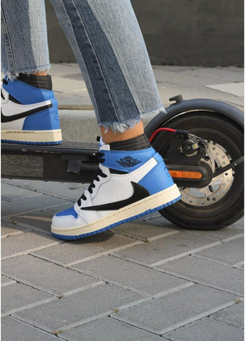 Білі Осінні кросівки чоловічі nike air jordan retro 1 hihg x fragment x trawis scott найк аір джордан No Brand