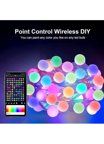 Гирлянда на елку по управлению с телефона матовый шарик 10 метров с пультом Usb Bluetooth Solar (367075863)