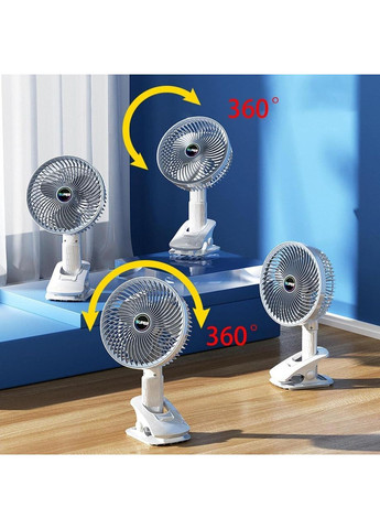Вентилятор портативний із рівнями регулювання та прищіпкою USB White No Brand (365721683)