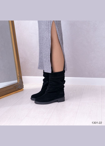 Комбіновані жіночі замшеві зимові напівчоботи на невеликому підборі 37 No Brand