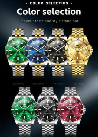 Годинник чоловічий 9809 Black Accents кварцовий стильний із золотими вставками Olevs (354820472)