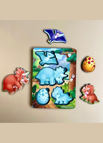 Дерев'яний пазл-вкладиш "Динозаври" Ubumblebees (ПСФ124) PSF124 фон із підказкою No Brand (330601787)