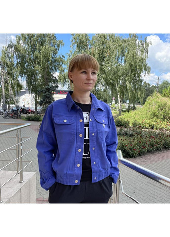 Фіолетова куртка джинсова жіноча укорочена піджак коттон кнопки м фіолетова No Brand