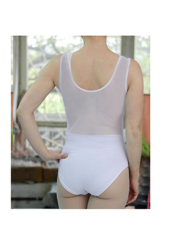 Купальник трико для танцев, гимнастики белый, сетка No Brand тріко (297662833)