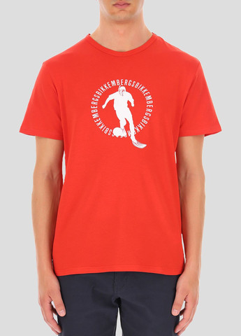 Красная красная хлопковая футболка с лого Dirk Bikkembergs