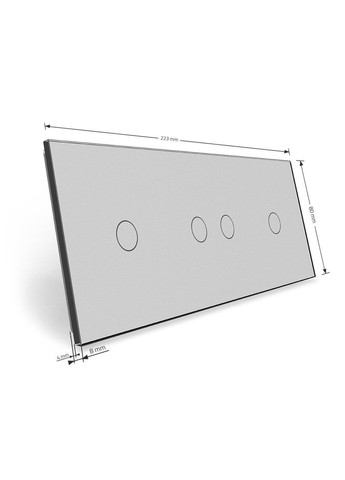 Рамка 3-постова для двох 1-сенсорних та одного 2-сенсорного вимикачів (1-2-1), загартоване скло, сіра, 223×80 мм Livolo (370970675)