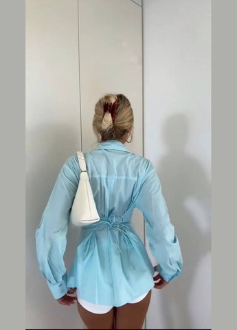 Голубой рубашка однотонная No Brand