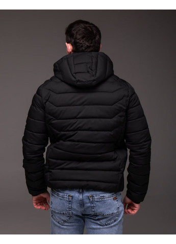 Чорна утеплена чорна чоловіча куртка "midnight" демісезон No Brand