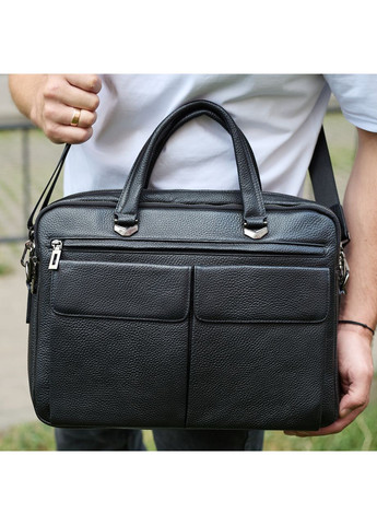 Сумка чоловіча офісна через плече 39х29х10, практичний шкіряний портфель для бізнесу, сумочка для навання, чорний No Brand (365866965)