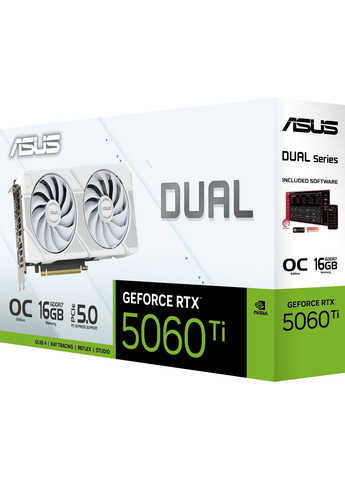 Видеокарта GF RTX 5060 Ti 16GB GDDR7 Dual OC White (DUAL-RTX5060TI-O16G-WHITE) Asus (361031475)