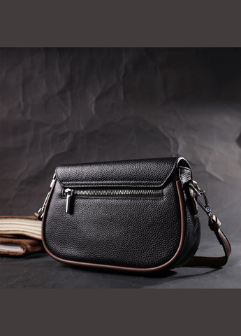 Шкіряна напівкругла сумка через плече з цікавим магнітом-засувкою жіноча 22441 Чорний Vintage (302007715)